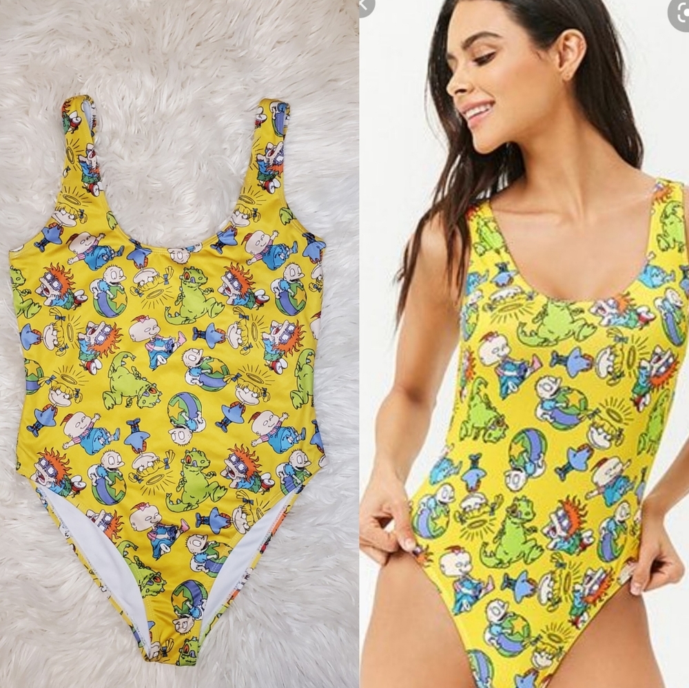 Nickelodeon Rugrats One-piece Swimsuit Medium Nick Yellow